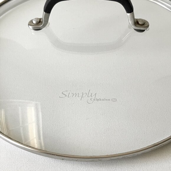 Simply Calphalon Transparent Glass Lid 9.8"ID w/ Rubber Stainless Steel Handle - Picture 2 of 5